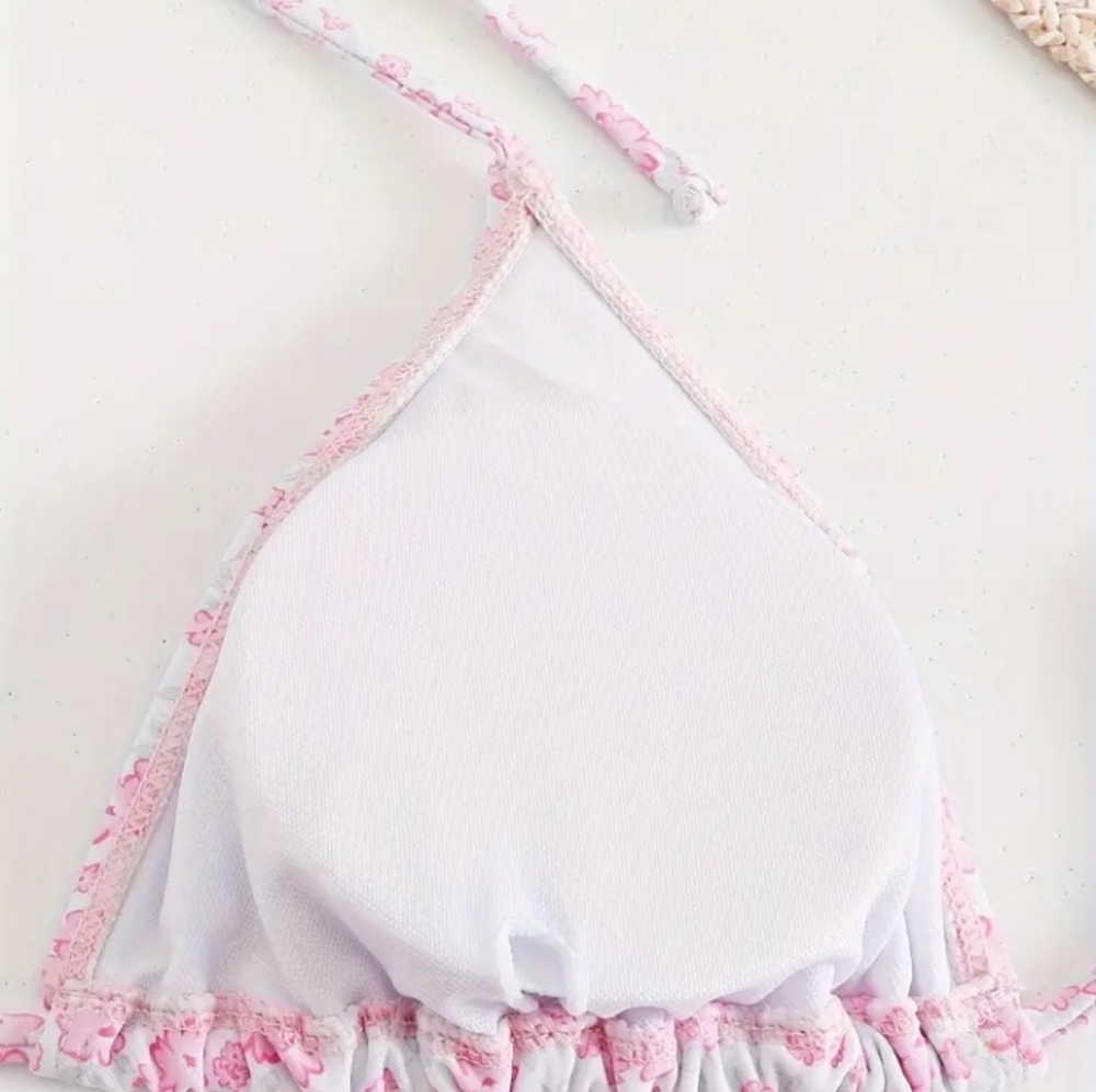 3 Pc Bikini Bathing Suit Set Pink/Gray Floral Size Small NWT - Picture 5 of 8